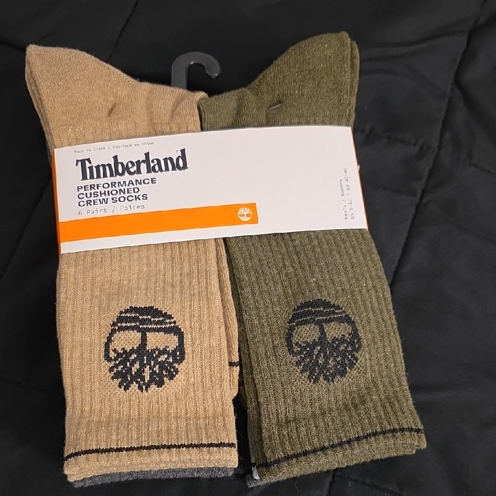 Timberland Tan, Gray, Black, And Olive Crew Socks